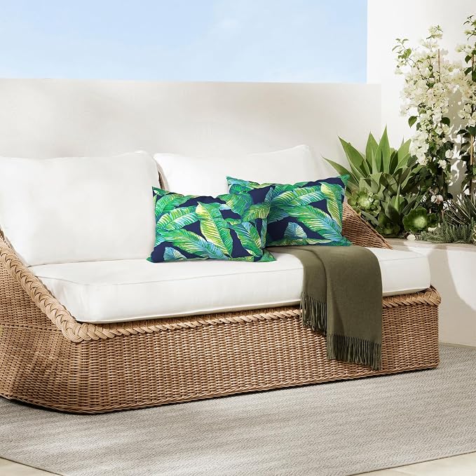 DYTXIII Pack of 2 Outdoor Waterproof Lumbar Pillow Covers ONLY, 12x20 Rectangle Decorative Double Printed Pillow Cases for Patio Couch Porch Furniture - Hanalei Lagoon