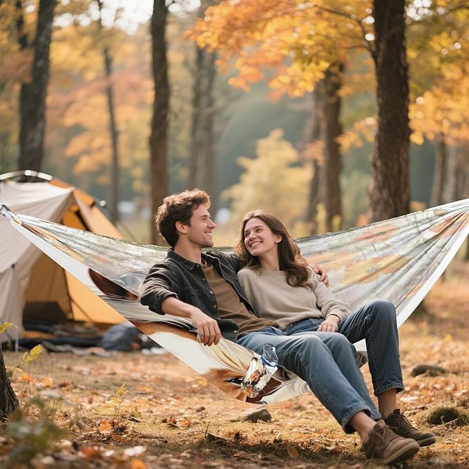 Qilmy Watercolor Wild Horses Camping Hammock Single – 330 lbs Capacity, Lightweight with Tree Straps & Carabiners, Portable for Hiking, Travel, Backpacking