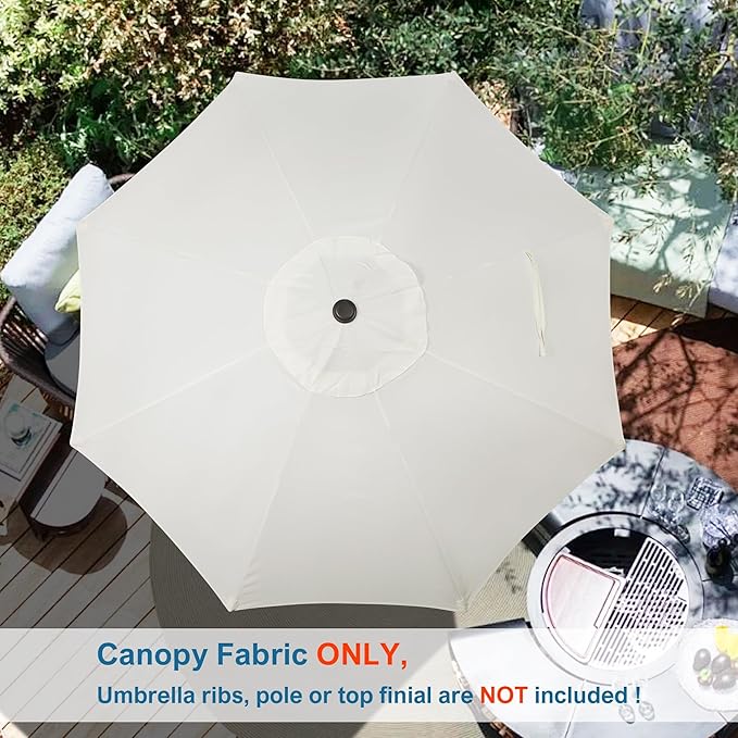 Blissun 9ft Patio Umbrella Replacement Canopy, Market Umbrella Top, Outdoor Table Umbrella Canopy for 8 Ribs, Canopy Only