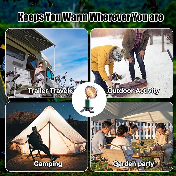 Buyplus Propane Heater - 10000BTU Portable Patio Heaters for Outdoor Use, Camping Heater with Electronic Ignition, Control Valve, Gas Tank Holder for Tent, Fishing, Garage, Green(Fuel not included)