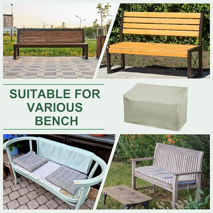 PATIKIL Outdoor Bench Cover, 210D Oxford Heavy Duty Waterproof Patio Furniture Covers for Garden Sofa Chair Table Zero Gravity, 53"L x 26"W x 35"T, Champagne Color