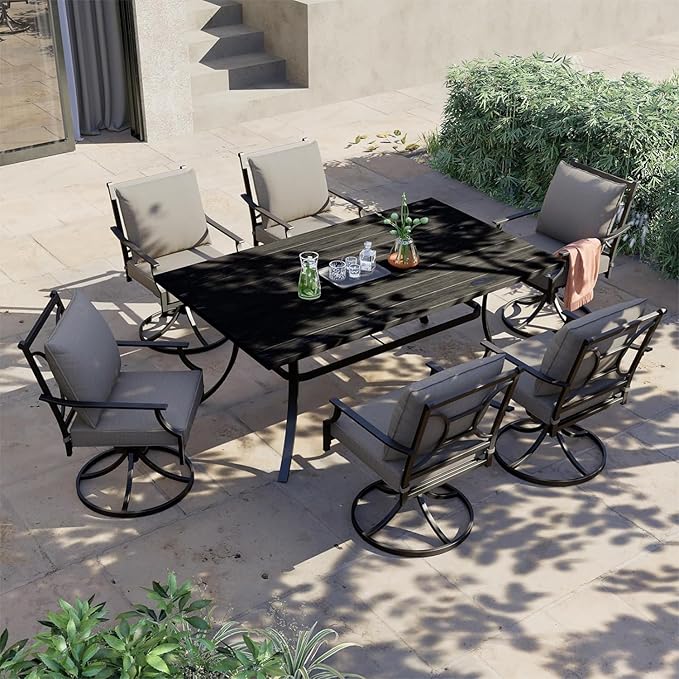 Grand patio Patio Dining Set for 2, E-Coated Outdoor Dining Set, 2 Swivel Dining Chairs Outdoor Furniture Set with Olefin Cushions, Grey