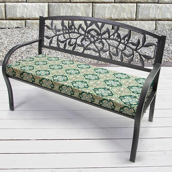 FUNHOME Outdoor Bench Cushion Covers,54" x 18" x 3", No Insert! Patio Bench Cushion Covers for Outdoor Furniture,Water Resistant Patio Loveseat Cushion Covers 1 Pack, Green Medal(Covers ONLY)