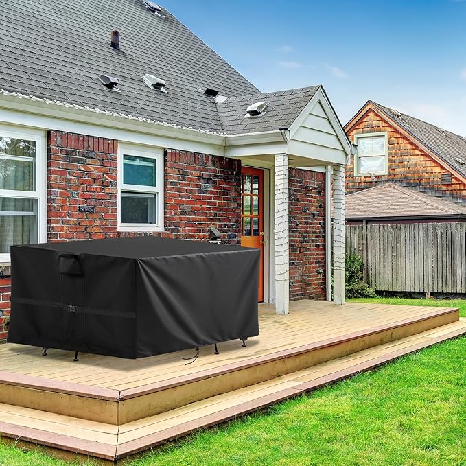 Outdoor Square Table Cover 136Inch,Waterproof Patio Square Furniture Covers,Heavy Duty Outside Squares Furniture Cover - 136 x 136 x 28 Inch