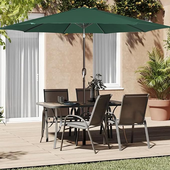 Blissun 10FT Outdoor Patio Umbrella, Outdoor Table Umbrella, Yard Umbrella, Market Umbrella with 8 Sturdy Ribs, Push Button Tilt and Crank