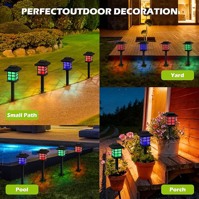 Sunexinlo 12-Pack Solar Walkway Lights,Solar Pathway Lights Outdoor, Auto Charge/Discharge Ground Lamp, Solar Outdoor Lights for Yard, Pathway, Driveway, Pool & Patio Decoration (Colorful)
