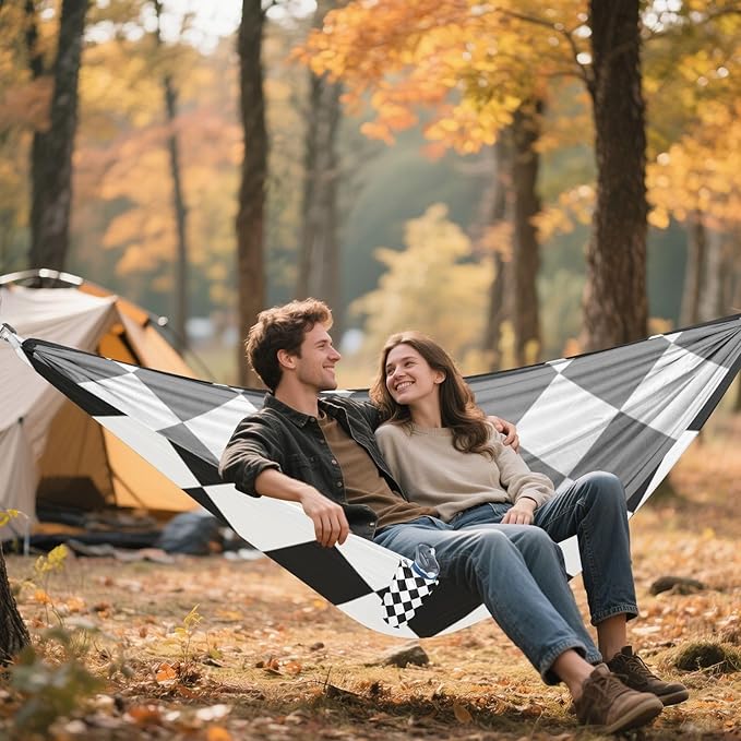 Buffalo Plaid White Black 330lb Capacity Hammocks with Portabl Carry Bag Hanging Hammock for Camping Travel Accessories Base para hamaca