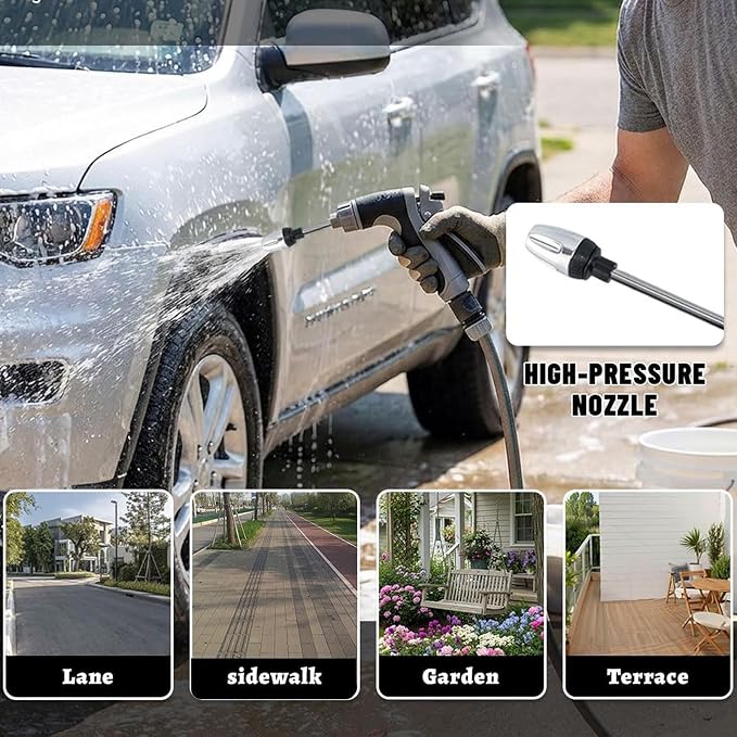 Cordless Pressure Washer, Portable Pressure Washer Guns with Adjustable Power Hose, Cordless Power Washers with 2 Mode Spray Nozzle, for Car, Patio, Porch, Sidewalk, Pathway, Driveway, Flower