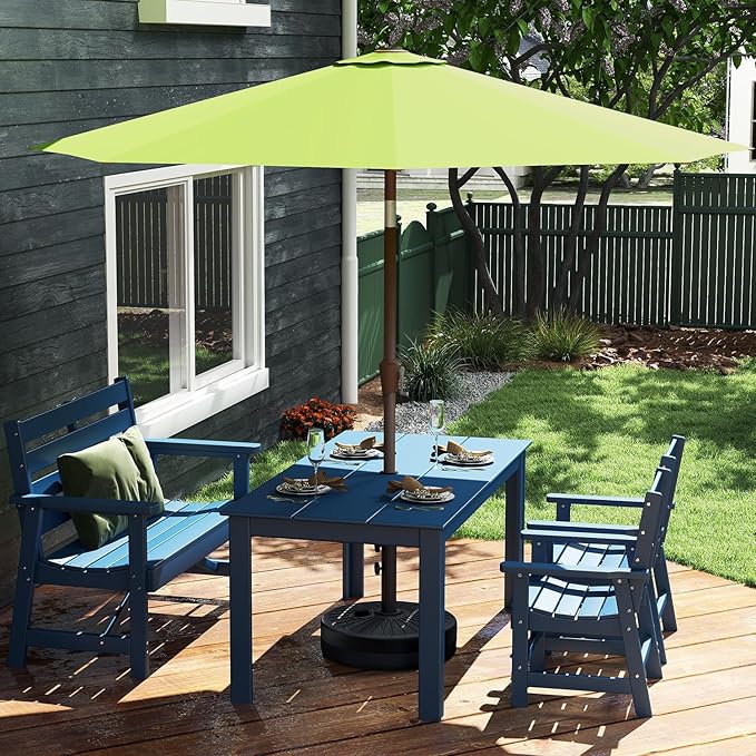 GREENVINES 9-FT-Patio-Umbrella | 8 Sturdy Fiberglass Ribs | Outdoor-Table-Umbrellas | Push Button Tilt & Crank | Waterproof | Market Umbrella | for Deck Backyard Pool Garden | Apple Green
