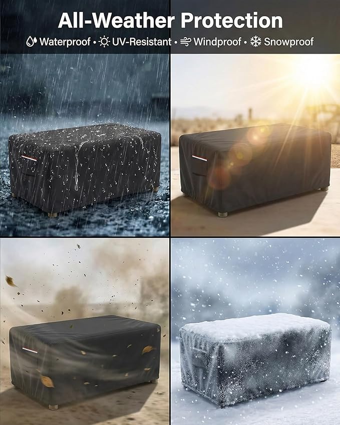 Waterproof Rectangular Patio Coffee Table Cover, 600D Heavy Duty Outdoor Furniture Protection Weather UV Resistant for Patio Furniture Protective Garden Table Cover 42 x 26 x 16 inches,Black
