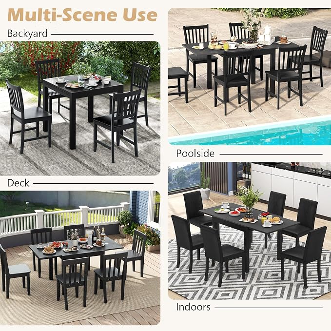 Giantex Expandable Aluminum Dining Table for 4-6 People, 31.5”-63” Extendable Patio Table, Adjustable Rectangular Bistro Table, Outdoor Dining Furniture for Garden, Deck & Poolside