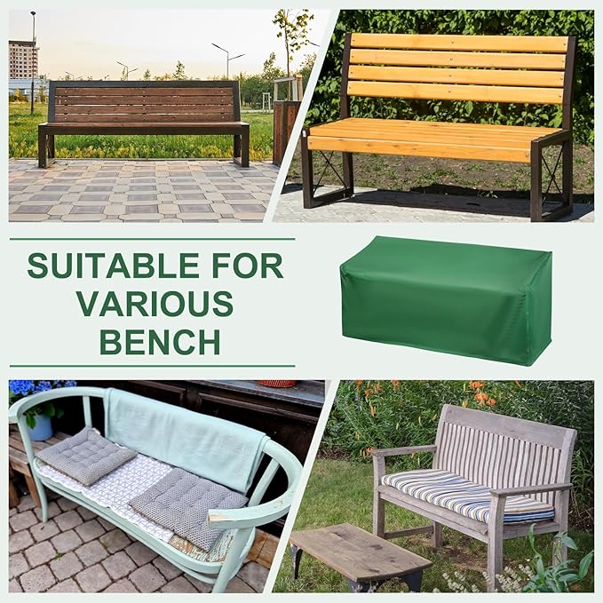 PATIKIL Outdoor Bench Cover, 210D Oxford Heavy Duty Waterproof Patio Furniture Covers for Garden Sofa Chair Table Zero Gravity, 64"L x 26"W x 35"T, Green
