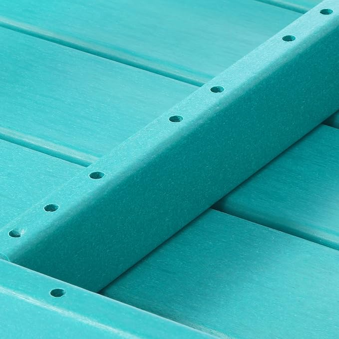 Costaelm Adirondack Outdoor Coffee Table, HDPE Drink Table Weather Resistant, Patio Porch Accent Balcony Table Outdoor End Table for Pool, Seaside, Backyard, Turquoise