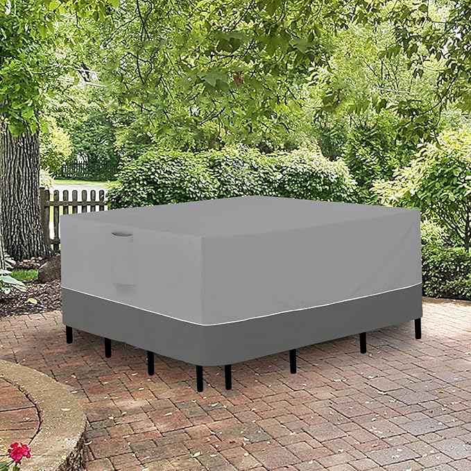 Easy-Going Patio Furniture Cover 76"x76" Square Outdoor Table and Chair Set Covers Waterproof UV Resistant Outdoor Sectional Sofa Set Covers, Gray/Dark Gray