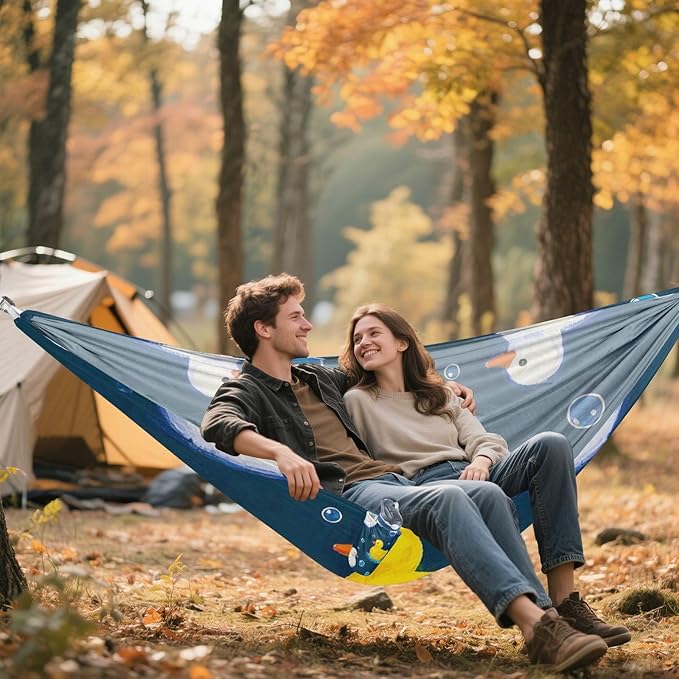 Cartoon Cute Yellow Duck 330lb Capacity Outdoor Hammocks with Portabl Carry Bag Tree Hammock for Outside Patio Backyard Poolside soporte para hamacas para adultos