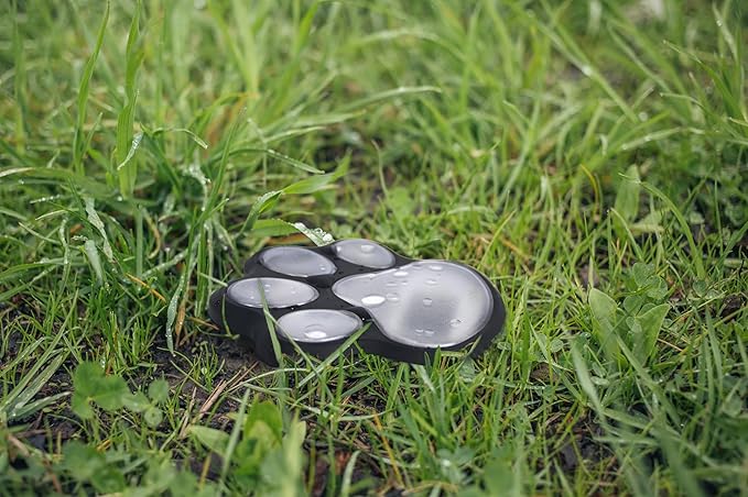 Wireless Set of 4 Solar Dog Paw Print Lights Garden Statue Lantern LED Path 3.75" Light Outdoor Animal Pet Lamp