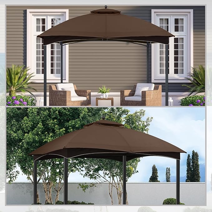 MASTERCANOPY Replacement Canopy Top for Lowe's Allen Roth 10x12 Gazebo #GF-12S004B-1 (Brown,Polyester)