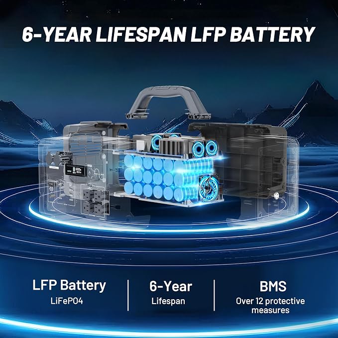 1000W Portable Power Station 1024Wh LiFePO4, 1024Wh Backup Battery,Solar Generator for Home Emergency Camping