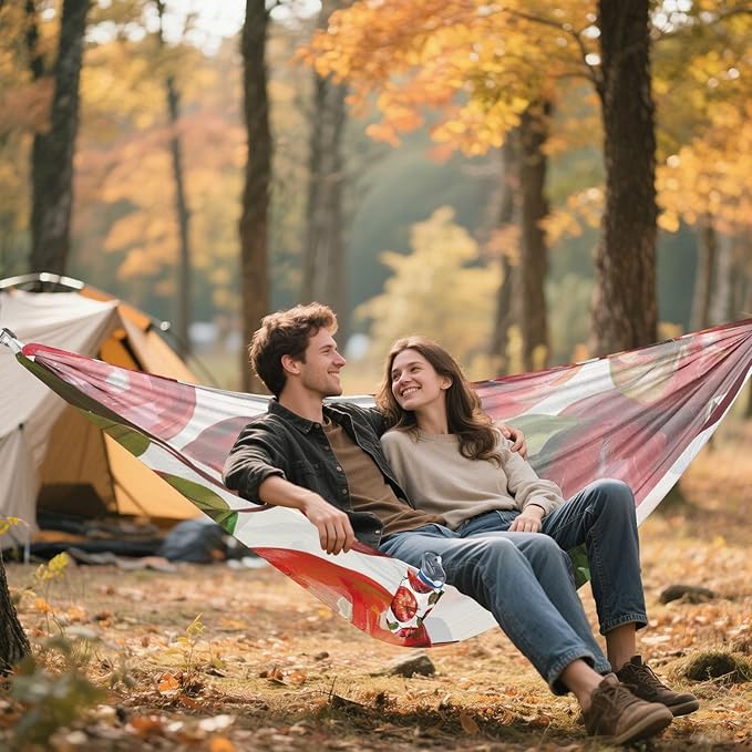 Oil Painting Feeling Red Fruit 330lb Capacity Hammocks Portable Hammock for Outside Patio Garden hamaca de Algodon para Jardin