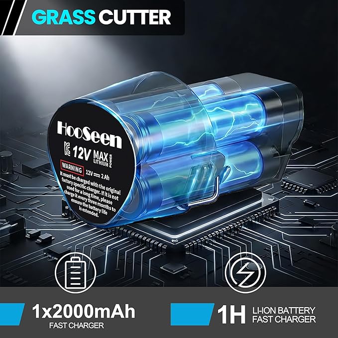 Cordless Weed Wacker, Grass Trimmer with 3 Types Blades and 2.0Ah Li-Ion Battery Powered,12V Electric Weed Trimmer/Edger for Garden Yard Work and Lawn Care (Blue)
