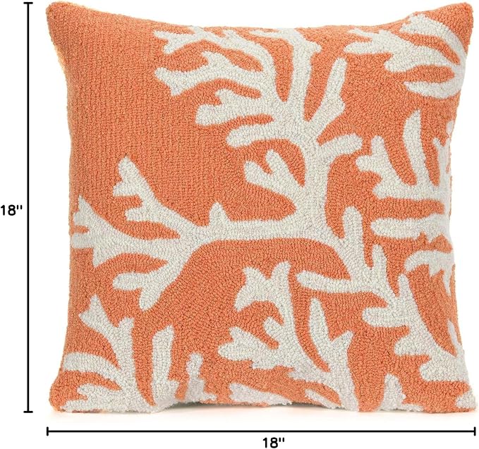 Liora Manne Frontporch Indoor/Outdoor Pillow, 18" Square, Coral Coral