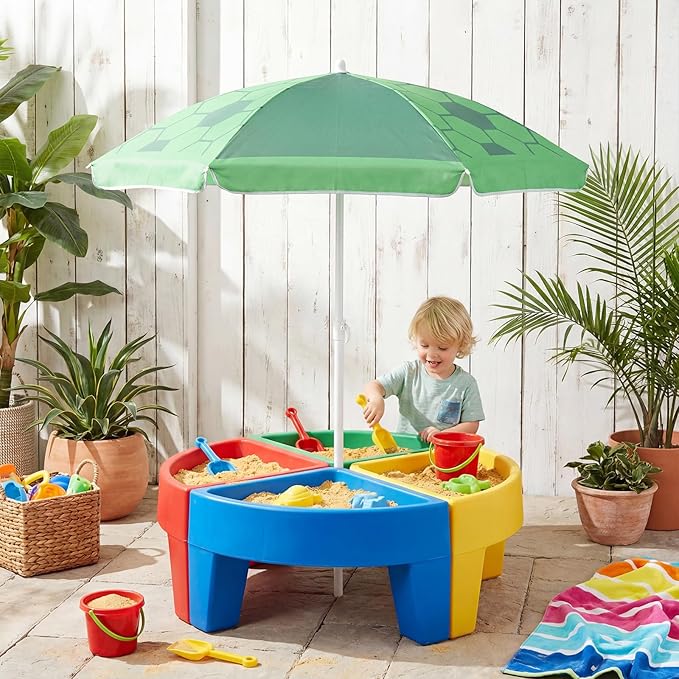 Dansydaisy Beach Umbrella for Water Table, Picnic Table Shade, 47 Inch Replacement Portable Outdoor Umbrella, UV Protection for Sand Play Camping Patio Garden, Tables Not Included
