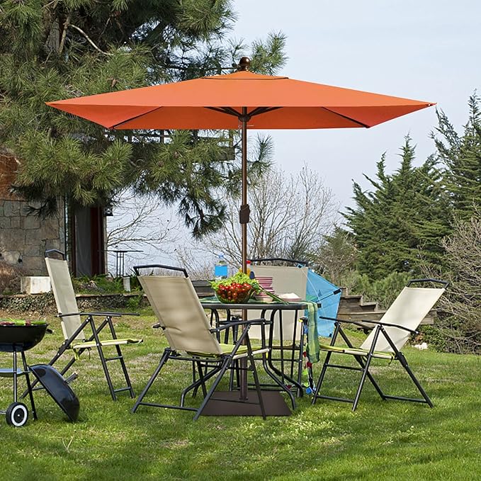 EliteShade USA 10-Year-Non-Fading 6.5x10Ft Rectangular Market Patio Umbrella, UPF 50+ UV Protection Performance Sun Umbrella, Heavy Duty Commercial Grade Outdoor Table Umbrella with Crank, Windproof Vented Top for Garden, Pool, Deck and Outdoor Playset...