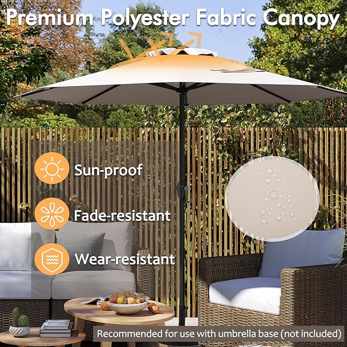 Tangkula 8.5 FT Outdoor Patio Umbrella, Modern Table Umbrella with 8 Heavy Duty Ribs, Vented Top & Crank Handle, Sun-proof Canopy, Market Umbrella for Patio, Garden, Poolside (Beige)