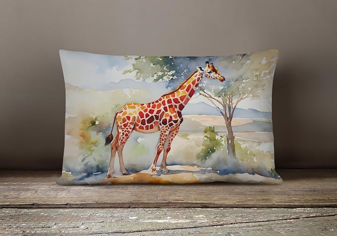 Caroline's Treasures DAC2912PW1216 Giraffe Throw Pillow Machine Washable, Indoor Outdoor Decorative Pillow for Couch, Bed or Patio, 12HX16W