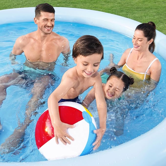 Bestway Fast Set 10' x 26" Above Ground Pool, Round Inflatable Ring Top Outdoor Swimming Pool