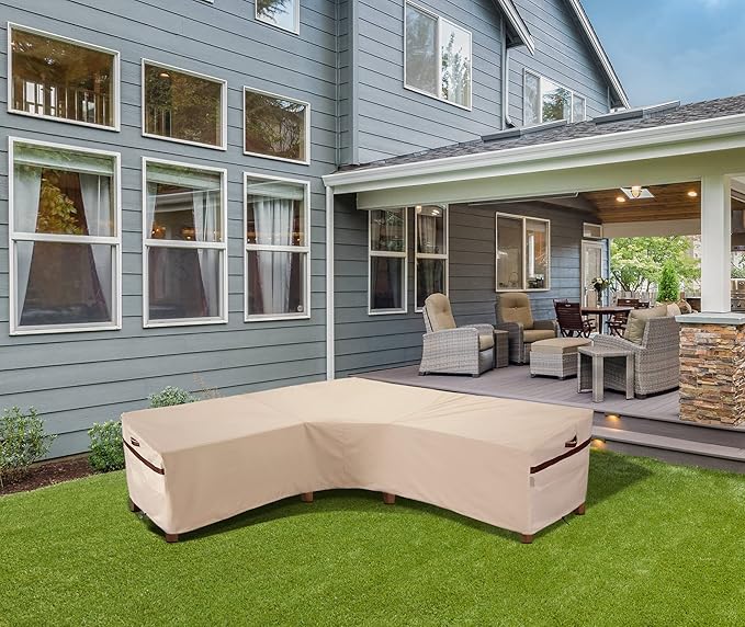 Patio V-Shaped Sectional Lounge Set Cover Waterproof 90''W x 90''L x 33.5''D x 31/26''H Outdoor Sofa Furniture Covers
