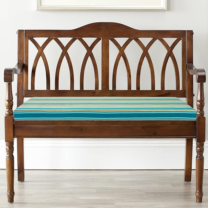 FUNHOME Outdoor Bench Cushion Covers,45" x 18" x 3", No Insert! Patio Bench Cushion Covers for Outdoor Furniture,Water Resistant Patio Loveseat Cushion Covers 1 Pack, Green Stripe(Covers ONLY)