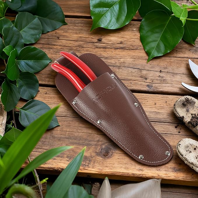 AGRICUT Pruning Shears, 7/8-Inch Cut Capacity Hand Clippers, Bypass Pruners, Gardening Scissors with Sharp Steel Blade (Aluminum Handle, High Carbon Steel PRO with Sheath)
