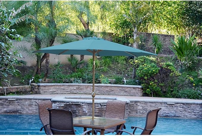 Jeco Carell Furniture 6.5' x 10' Aluminum Patio Market Umbrella Tilt with Crank