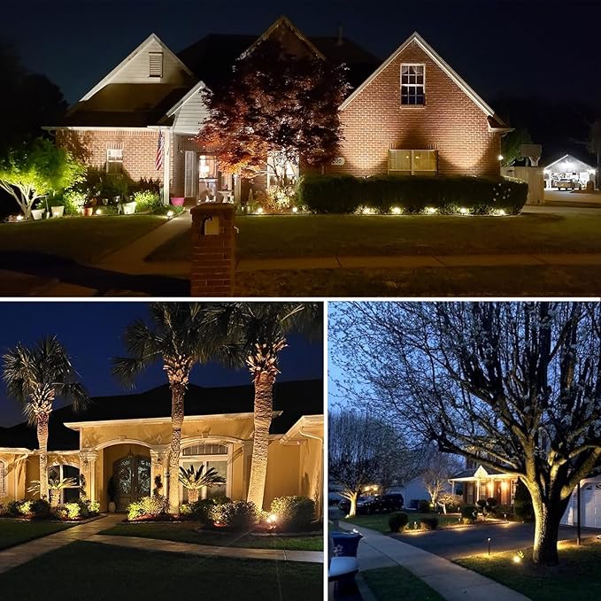 Romwish LED Landscape Spotlights 10W, 120V Plug in Outdoor Spot Lights, 1100LM 3000K Warm White Landscape Lighting, IP65 Waterproof Garden Lights for Yard Tree Pathway Flag - 2 Pack