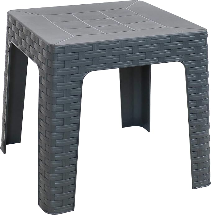 Sunnydaze Adirondack Small Outdoor Side Table for Balcony Essentials - Plastic Square End Table for Outside Patio - Gray