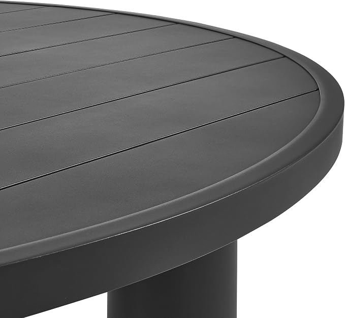 Modway Nautica 60 Inch Round Metal Outdoor Patio Dining Table in Graphite – Weather-Resistant Outdoor Dining Table for Patio, Balcony, and Garden – Modern Outdoor Dining Table for 4 People