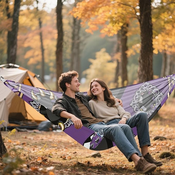 Gothic Gem Pattern Camping Hammocks Fabric Hammock for Outside Patio Backyard Poolside