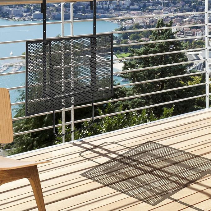 Tangkula Outdoor Folding Hanging Table, 5 Height Adjustable & Foldable Space Saving Railing Serving Table, Width from 1.5 inch to 4 inches, Suitable for Patio, Balcony and Deck