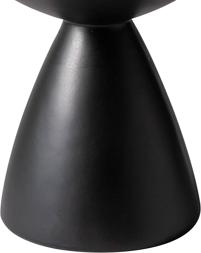 LeisureMod Modern Side Table Lightweight Fiberstone Top 20" Round Accent Table and Hourglass Pedestal Base for Outdoor or Indoor Dune Series in Black