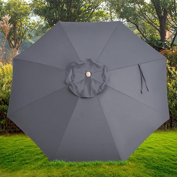 9ft Bamboo Umbrella, Outdoor Patio Umbrella, Waterproof Market Umbrella, 8 Ribs Table Umbrella with Pulley Lift for Garden, Deck, Pool, lawn, Backyard