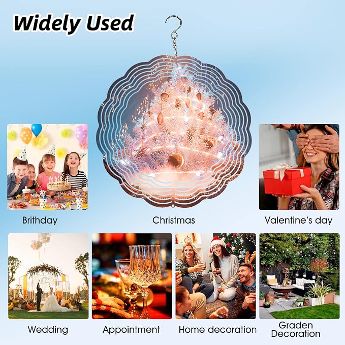 CHONOVO 5 Pack 6 Inch Sublimation Wind Spinner Blank | Double-Sided Sublimation, 3D Aluminum Metal, Easy Heat Transfer, Includes Hooks for Hanging Yard, Garden & Porch Decoration
