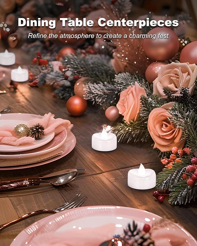 merrynights Remote Candles, 24PCS Flameless Tea Lights Candle Battery Operated with Timer, 400+Hours Remote Control LED Tea Lights Votive Candle - 1.5'' D X 1.25'' H- Pure White Light