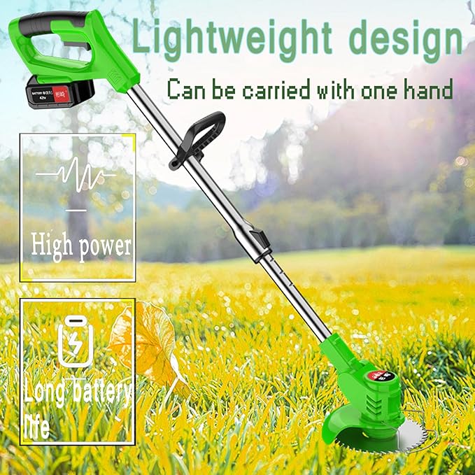 Cordless Weed Wacker Eater, Electric Weed Wacker Cordless Trimmer,Weed Whacker Grass Trimmer Stingless Lightweight Battery Powered weedeaters with 4 Types Blades,2 Batteries for Lawn, Yard, Garden
