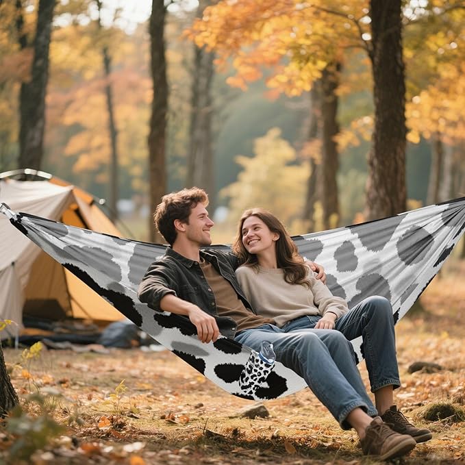 Black Leopard Print 330lb Capacity Hammocks for Camping with Tree Straps Indoor Hammock for Camping & Hiking Essential hamacas para adultos