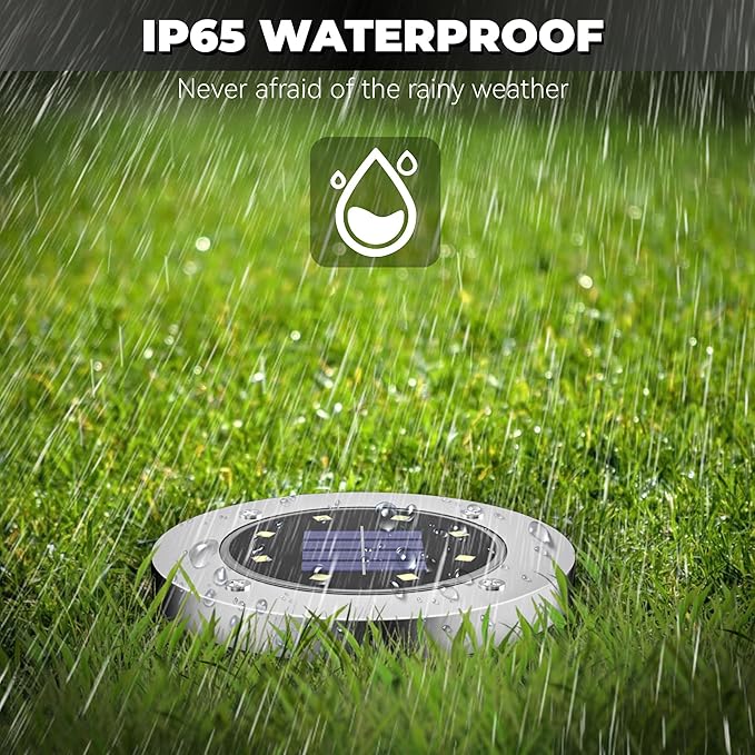 DUUDO Solar Lights Outdoor 12 Pack, Solar Garden Outdoor Waterproof Pathway Lights Bright In-Ground Light Outdoor Lighting Decor for Lawn, Patio, Yard, Driveway, Step and Walkway White Light