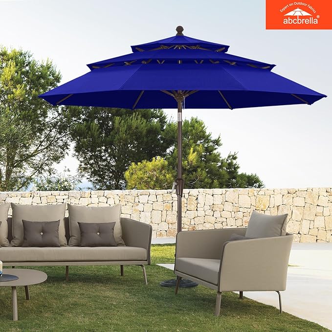 ABCCANOPY 5-Year 10-Year No Fading 9FT 3 Tiers Patio Umbrella, Outdoor Table Umbrella with 8 Sturdy Ribs for Deck, Backyard, Garden, Yard