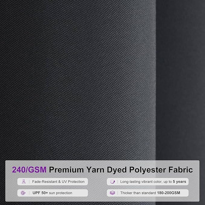 PURPLE LEAF 11 x 15 FT Extra Large Commercial Rectangle Patio Umbrella Oversized Market Umbrella with Semi-Auto Open Maximum Coverage for Resort Hotel Cafe Restaurant Poolside and Garden Business Use Grey