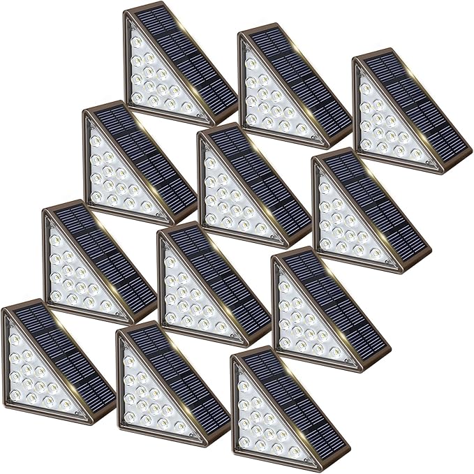 JOFIOS Solar Step Lights - 12 Pack, Waterproof IP67, Deck & Staircase Lights, Patio & Front Step (Cool Brown)