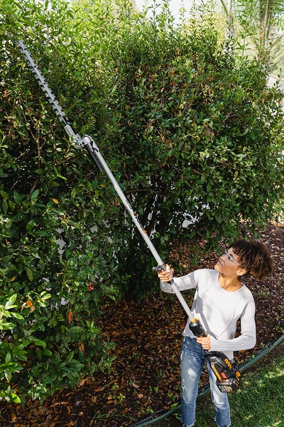 WORX WG186 40V Nitro Power Share Cordless Attachment-Capable Driveshare 15" String Trimmer with WA0220 40V Nitro Driveshare 17" Universal Hedge Trimmer Attachment